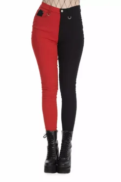 Mismatched Split Leg Pants [RED/BLACK]