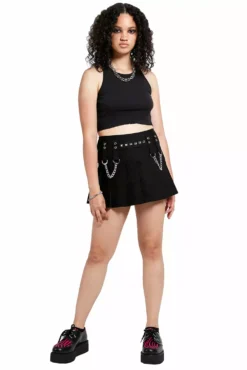 Tripp Studded Chain Skirt [Black] -Kreepsville Sales AF2814 BLK FL