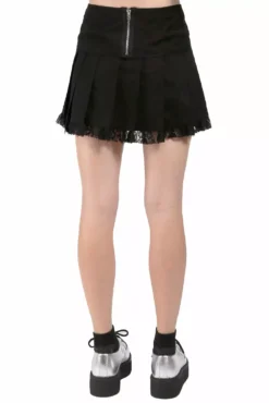 Lolita Pleated Skirt [Black/Black] -Kreepsville Sales AF4386 BLKBLK B