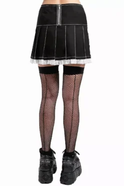 Lolita Pleated Skirt [Black/White] -Kreepsville Sales AF4386 BLKWHT B