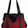 Batwing Bow Plaid Bag [RED] -Kreepsville Sales BG34277RED2