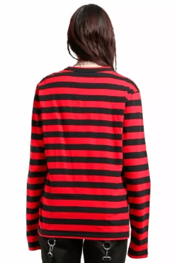 Tripp Stripe Knit Top [Red/Black] -Kreepsville Sales CK7663W STRIPEBLKRED B