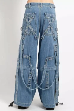 Tripp NYC Denim X Strap Pants [Light Blue] -Kreepsville Sales Denim Tripp Pants