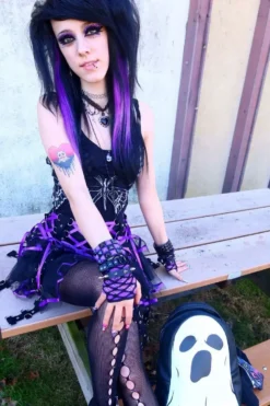 Chai Mini Skirt [BLACK/PURPLE] -Kreepsville Sales Emo Outfit Inspo