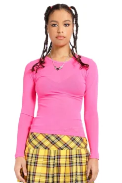 Tripp Ladies Long Sleeve Fishnet Shirt [Pink]