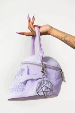Grave Digger Skull Handbag [LILAC] -Kreepsville Sales GRAVE DIGGER HANDBAG LILAC W C x1600copy