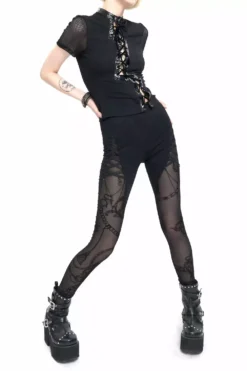 Victorian Charms Cut-Out Leggings -Kreepsville Sales Goth Mesh Leggings