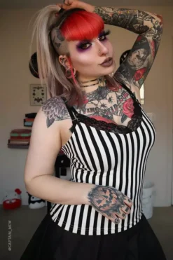 Lydia Lace Cami Top 12 Lydia Lace Cami Top -Kreepsville Sales Goth Striped Top