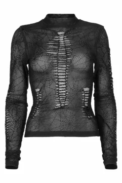 Slasher Girl Spiderweb Top [BLACK] -Kreepsville Sales Gothic Mesh Top