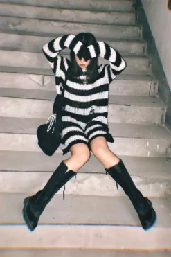 White/Black Striped Distressed Sweater -Kreepsville Sales H7421e6a4ae9f496294d6c84b624dc34dqcopy