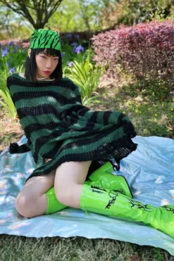 Dark Forest Green/Black Striped Distressed Sweater -Kreepsville Sales H7e4d93ed2d1f4fbdb257a2fcdfa1d6375copy