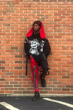 Tripp NYC Split Leg Bondage Pants [Black/Red] -Kreepsville Sales HarajukuSTyle