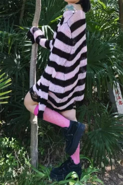 Pastel Pink/Black Striped Distressed Sweater -Kreepsville Sales Hee73a840ea9141fcac9bb979832bfa4dpcopy