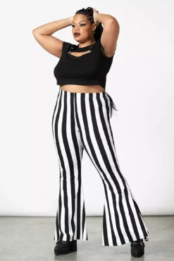 Inferno Room Flares [WHITE STRIPE] -Kreepsville Sales INFERNO ROOM emo FLARES WHITE PLUS W