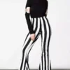 Inferno Room Flares [WHITE STRIPE] -Kreepsville Sales INFERNO ROOM goth FLARES W 1