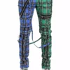 Tripp Split Leg Bondage Pants [Blue/Green Plaid] -Kreepsville Sales IS103MP BLUGRNPLD F