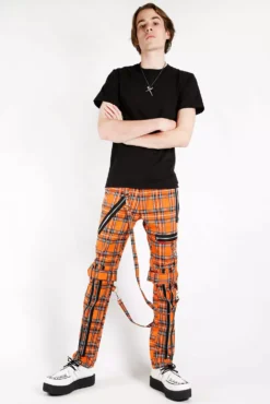Tripp Bondage Pants [Orange Plaid] -Kreepsville Sales IS267MP ORGPLD FL