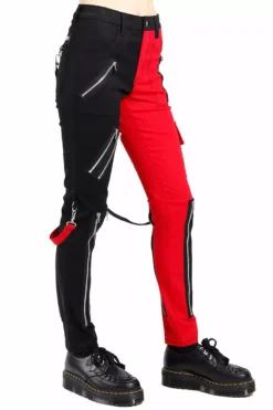 Tripp Ladies Split Leg Bondage Pants [Black/Red] -Kreepsville Sales IS4420 BLKRED S