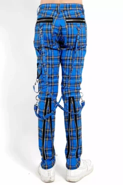 Tripp Punk Bondage Pants [Blue Plaid] -Kreepsville Sales IS674MP BLUEPLD B