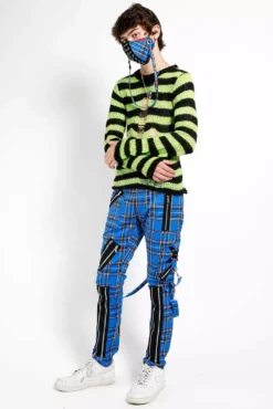 Tripp Punk Bondage Pants [Blue Plaid] -Kreepsville Sales IS674MP BLUEPLD FULL