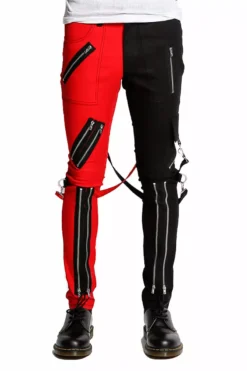 Tripp NYC Split Leg Bondage Pants [Black/Red] -Kreepsville Sales IS675M BLKRED FL