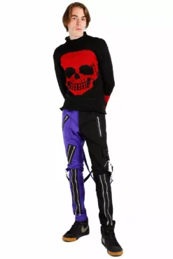 Tripp NYC Split Leg Bondage Pants [Black/Purple] -Kreepsville Sales IS675M BLACKPURPLE FULL