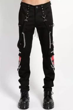 Tripp NYC Skull Bondage Pants [Black/Red Skulls]