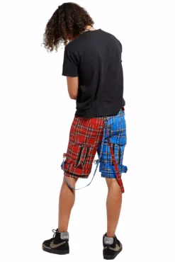 Tripp Split Bondage Shorts [Red/Blue Plaid] -Kreepsville Sales IS7173P REDBLUPLD FULL