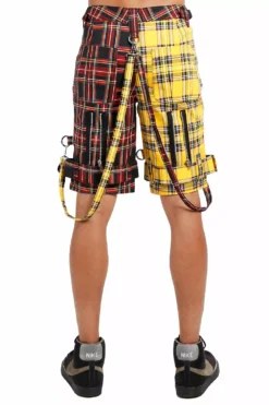 Tripp Split Bondage Shorts [Black/Yellow Plaid] -Kreepsville Sales IS7173P YELLBLKPLD B