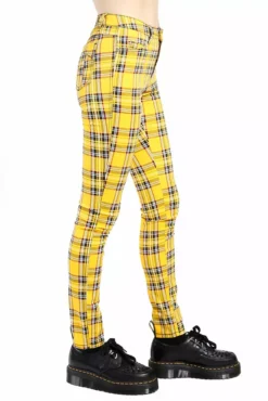 Tripp High Waist T-Back Jeans [Yellow Plaid] -Kreepsville Sales IS9260P YELPLD S