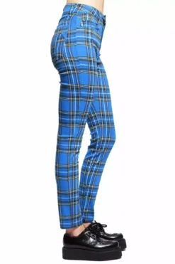 Tripp Womens High-Waist Pants [Blue Plaid] -Kreepsville Sales IS9260P BLUEPLD S