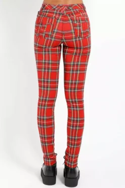 Tripp NYC High Waist T-Back Jeans [RED PLAID] -Kreepsville Sales IS9260P REDPLD B 252cab37 b725 4