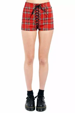 Tripp NYC High Waist Corset Shorts [Red Plaid]