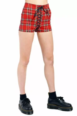 Tripp NYC High Waist Corset Shorts [Red Plaid] -Kreepsville Sales IS9456P REDPLD S