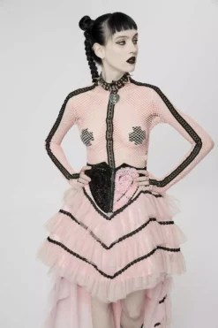 Grave Rave Fishnet Top [PASTEL PINK]