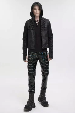 Holographic Hell Leather Pants 17 Holographic Hell Leather Pants -Kreepsville Sales Mens Rave Shiny Pants