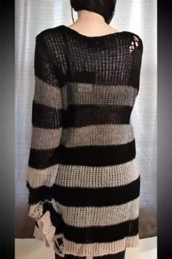 Gradient Gray Striped Distressed Sweater -Kreepsville Sales P0copy
