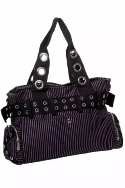 Purple Prison Stripes Handcuff Handbag [BLACK/PURPLE] -Kreepsville Sales PUTSE