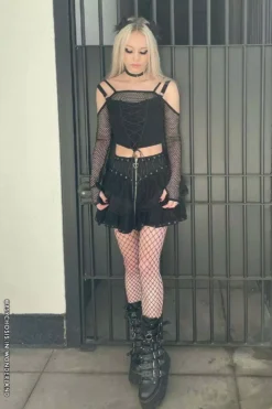 Black Craft Fishnet Off The Shoulder Top