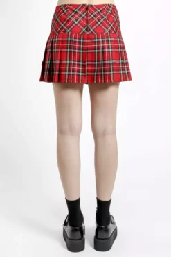 Tripp NYC Pleated Skirt [Red Plaid] -Kreepsville Sales Punk Skirt