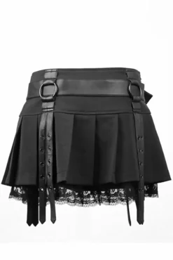 Diabolical Pleated Mini Skirt -Kreepsville Sales Q 220 BK 03