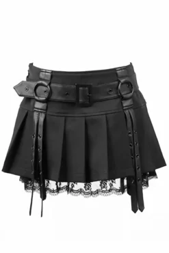 Diabolical Pleated Mini Skirt -Kreepsville Sales Q 220 BK 04