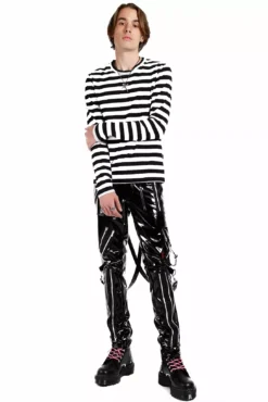 Tripp NYC Vinyl Classic Slim Leg Bondage Pants -Kreepsville Sales RJ674M BLACKPVC FULL