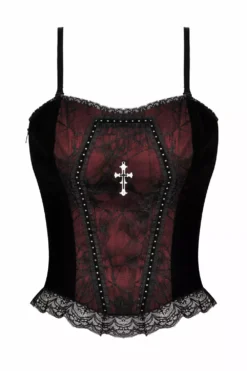 Burgundy Blood Ruffle Top -Kreepsville Sales Sexy Corset Top