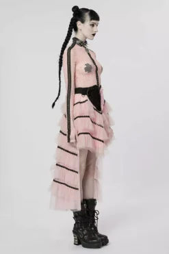 Grave Rave Fishnet Top [PASTEL PINK] -Kreepsville Sales Sexy Pink Netted Top