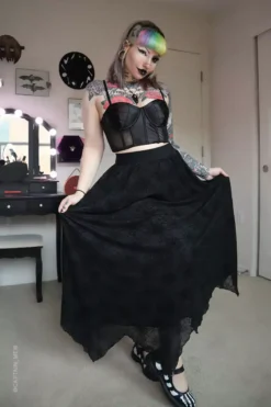 Spider Web Mesh Maxi Skirt [with Liner] -Kreepsville Sales Spider web mesh maxi skirt with liner6 600x900copy