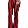 Distressed Striped Hellz Bellz Bell Bottoms [BLACK/RED] -Kreepsville Sales Striped beetlejuice Bell Bottoms