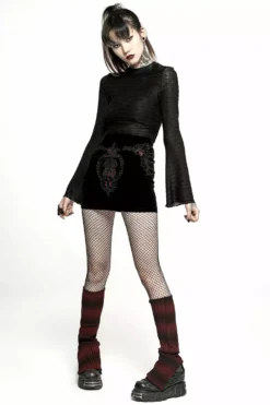 Black Velvet Vamp Mini Skirt -Kreepsville Sales WQ 566BQF 02