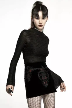 Black Velvet Vamp Mini Skirt -Kreepsville Sales WQ 566BQF 04