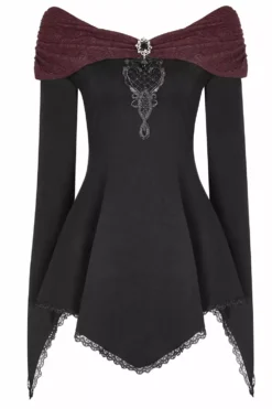 Castle Curse Bardot Top [BLACK/RED] -Kreepsville Sales WT 520TCF 05